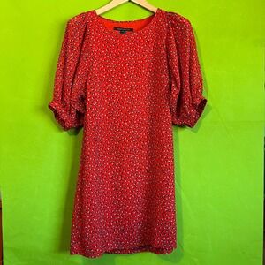Y2K French Connection Red Print Mini Dress Womens Size USA 2 UK 6‎ Short Sleeve